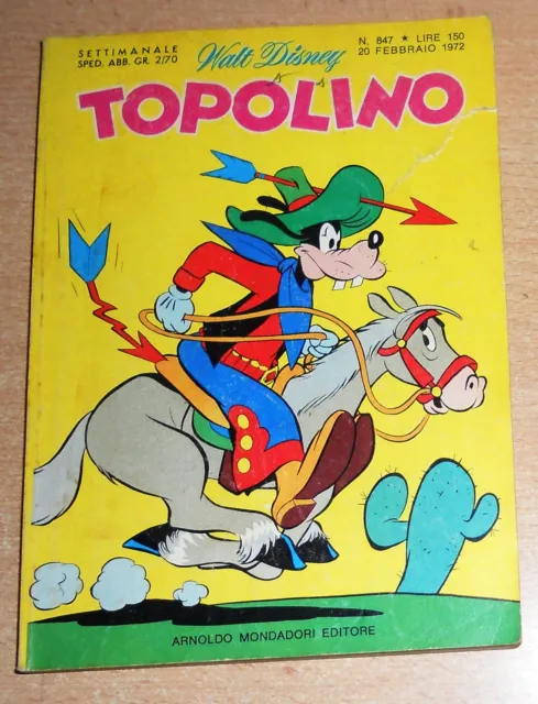 Ed.mondadori  Serie  Topolino   N°  847  1972   Originale  !!!!!
