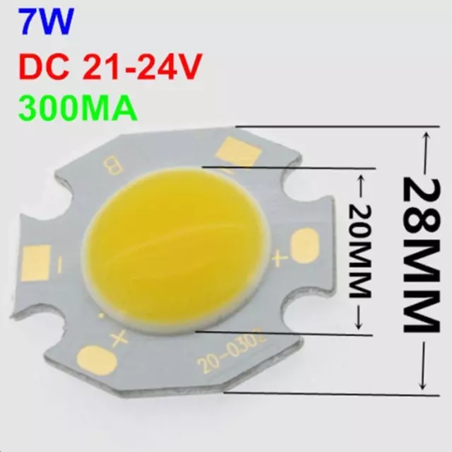 Led COB alta potenza 28mm 9V 12V 21V 24V 3W 7W anche bicolore 3000K 4000K 6000K