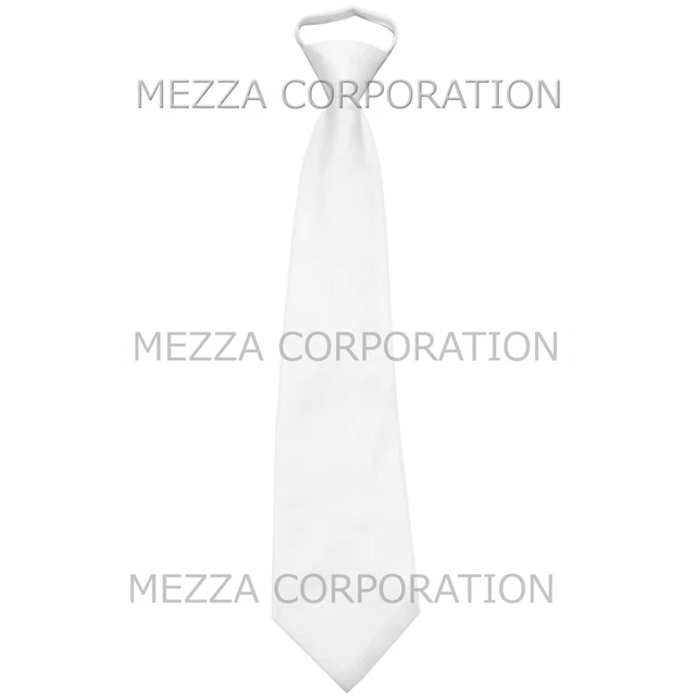 New formal men's pre-tied ready knot necktie polyester solid wedding white