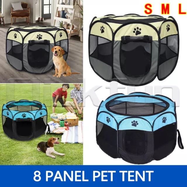 8 Panel Pet Play Pen Bags Kennel Portable Tent Playpen Puppy Cage Dog Cat 3 Size