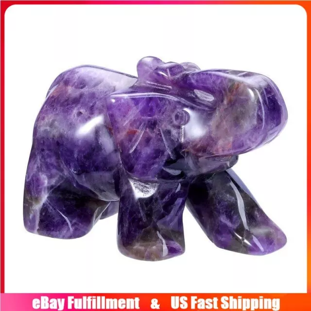 Natural Dream Amethyst Quartz Crystal Carved Elephant Reiki Mineral Stone Animal