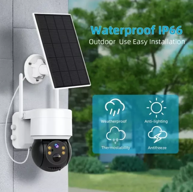 Caméra de surveillance extérieure PTZ IP WiFi HD 4MP/solaire, sécurité solaire.