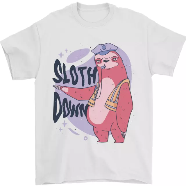 T-shirt divertente da uomo Sloth Down Policeman 100% cotone