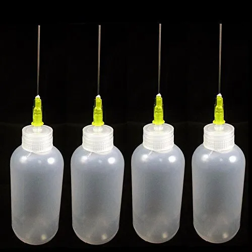 4 Needle Tip Plastic Bottle Dispenser Oil Solvent Ink Applicator Dropper 0.7 Oz*