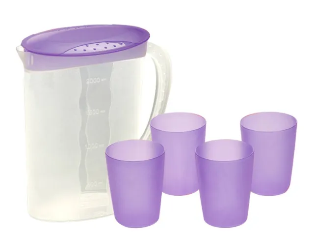 Set Brocca Polipropilene con Bicchiere Purple 30610 2,1 Litri Trasparente
