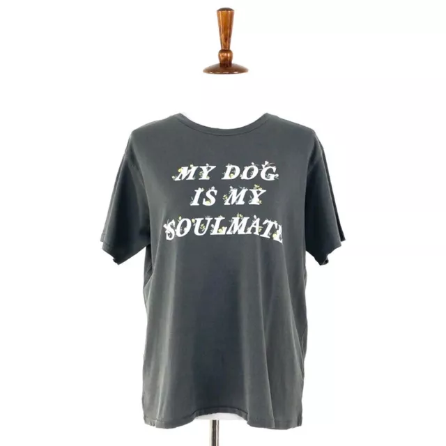 Women's Gray Wildfox Grey My Dog Is My Soulmate Keke Graphic T-Shirt sz L 2