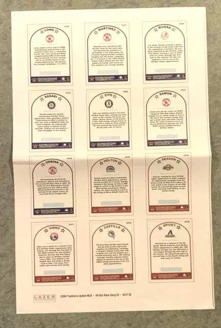 2002 FLEER TRADITIONS UPDATE ALL-STAR GANG LAZER INC. 11x17 PRESS PROOF PRINT