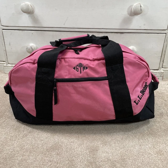 LL Bean Adventure Duffle Bag Medium Pink Water Resistant Monogramed 11x23x11 33L