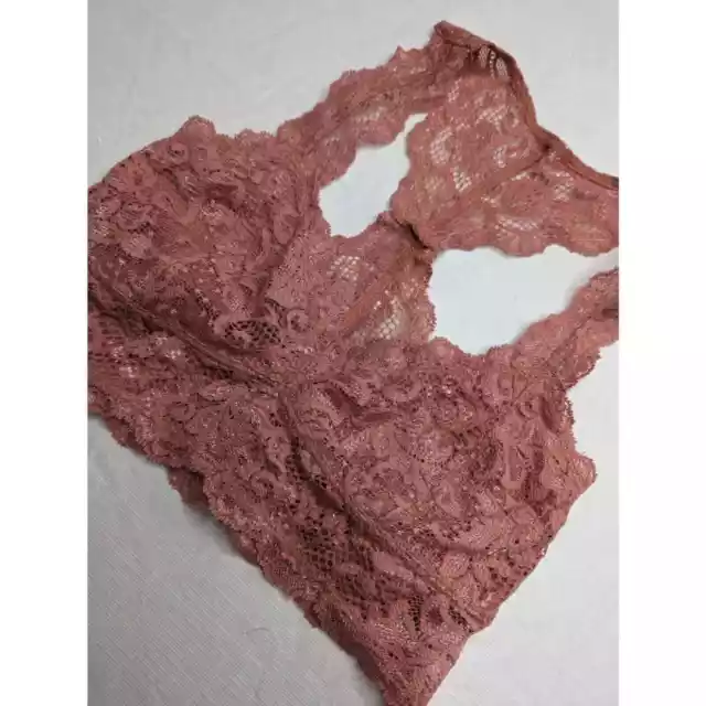 Express One Eleven Womens Sz XS Lace Bralette Dark Blush Pink 2