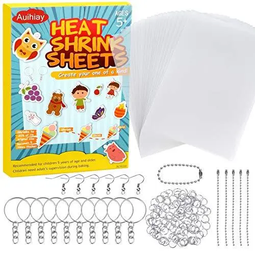 Auihiay 145 Pieces Heat Shrink Plastic Sheet Kit Shrinky Dinks Include 145PCS