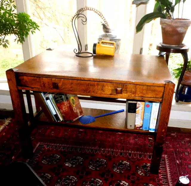 antique  mission style arts & craft  oak desk