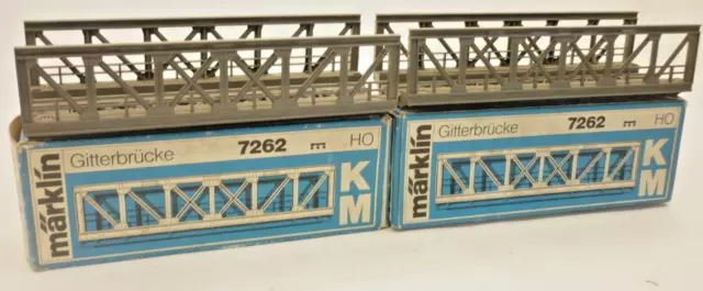 2 x Märklin HO gauge RIVETED GIRDER BRIDGE M K - 7262 BOXED,                h