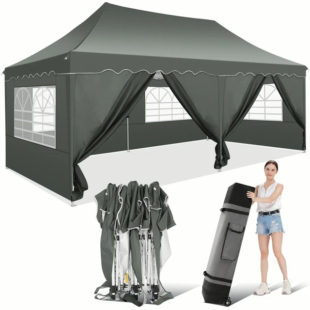 3x6m Pavillon Wasserdicht UV Partyzelt Gartenzelt Faltpavillon Popup Faltbarzelt