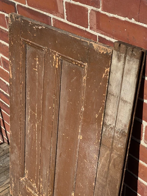 19thC. Cupboard, Cabinet Door w/ 2 Raised Panels ~ Salvaged, Distressed, Hinges 8