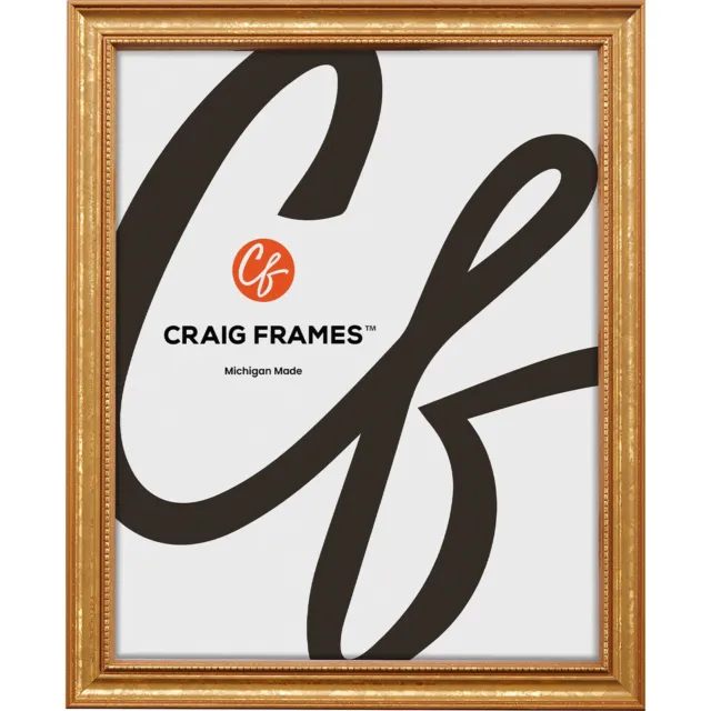 Stratton, .75 Inch Queen Ann Gold Wood Picture Frame, Common Sizes 4x5-24x36