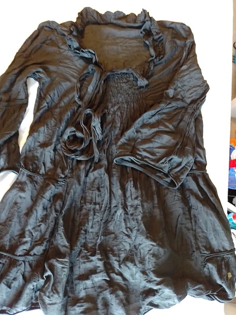Ladies Dress Made In Italy Size (See Pics) Sheer Ruffled Black 20739