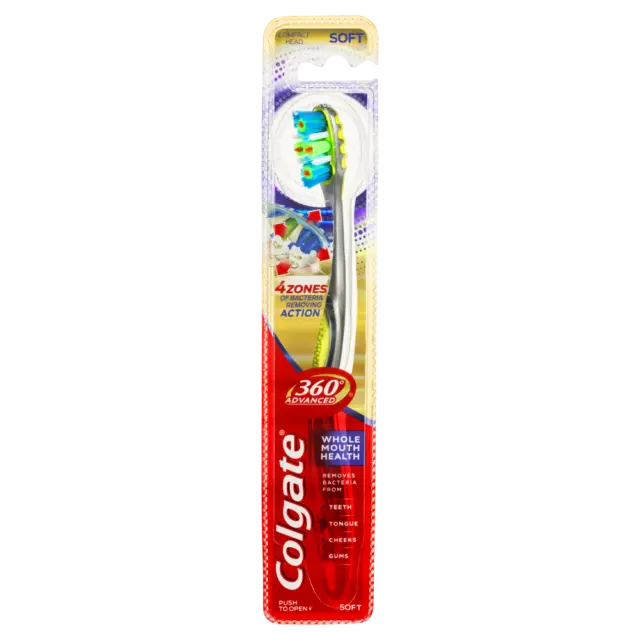 Colgate 360° Advanced Toothbrush - Soft 4 Zone Bacteria Removing Action