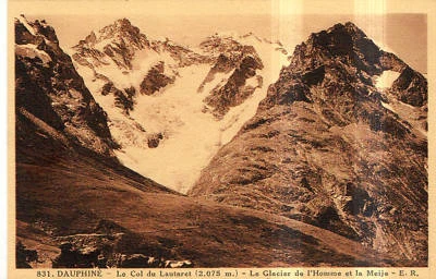 CPA 38 DAUPHINE col du lautaret glacier de l'homme la meije
