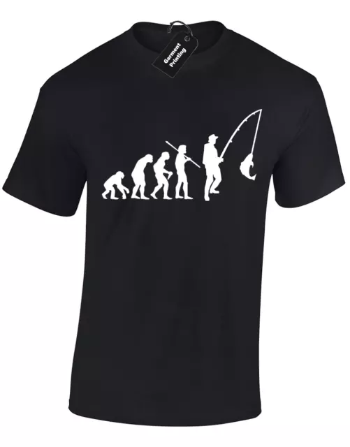 T-Shirt Da Uomo Evolution Of Fisherman Pesca Carpa Pesca Regalo Divertente