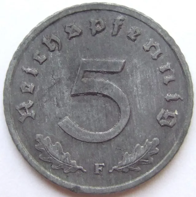 Monedas Imperio Alemán 3. Imperio 5 Reichspfennig 1944 Para En