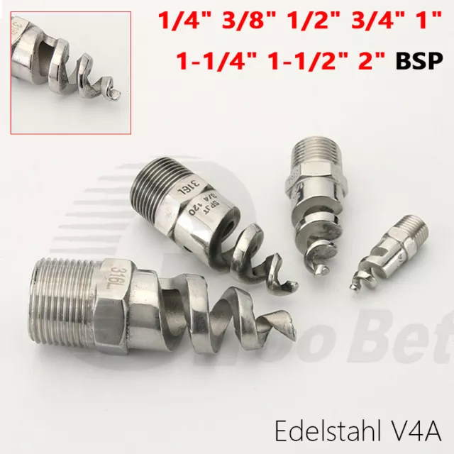 Edelstahl Spirale Taper Kegel Nebeldüse Sprühdüse Sprinkler Kopf 1/4" bis 2" V4A