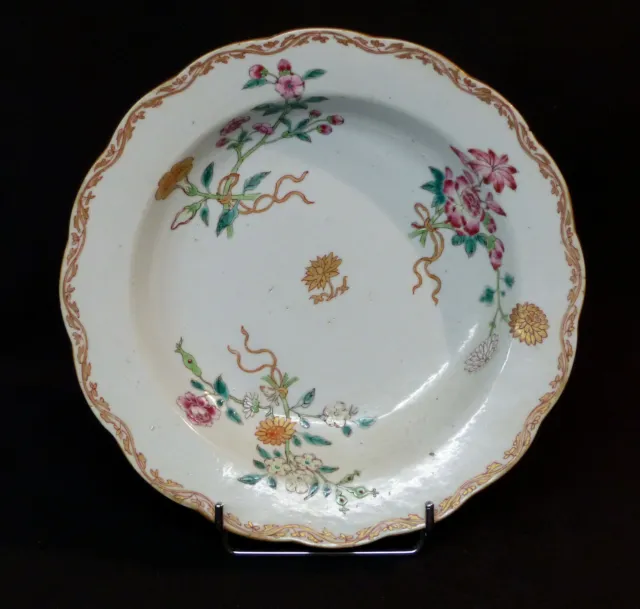 D2 18ème art Chine belle assiette porcelaine qianlong famille rose 23cm qing
