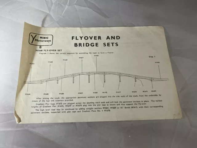 Triang Minic Motorways Flyover & Bridge Set Instruction Leaflet