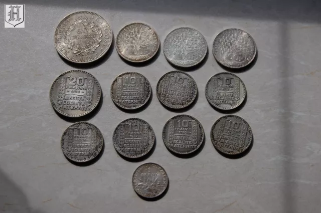 lot pièces argent 1, 10, 20, 50, 100 francs de 1916 a 1983