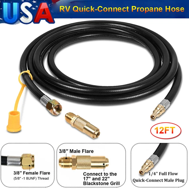 PROPANE HOSE GAS Line Quick Connect Adapter RV to Grill for Blackstone