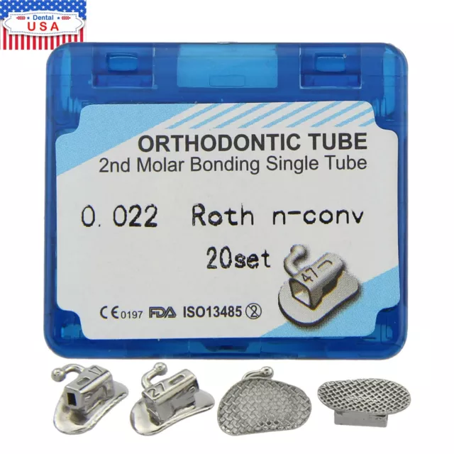 80pcs dental Tubos bucales de ortodoncia 1er 2nd molar Tubo MBT Roth 022 Bondabe 3