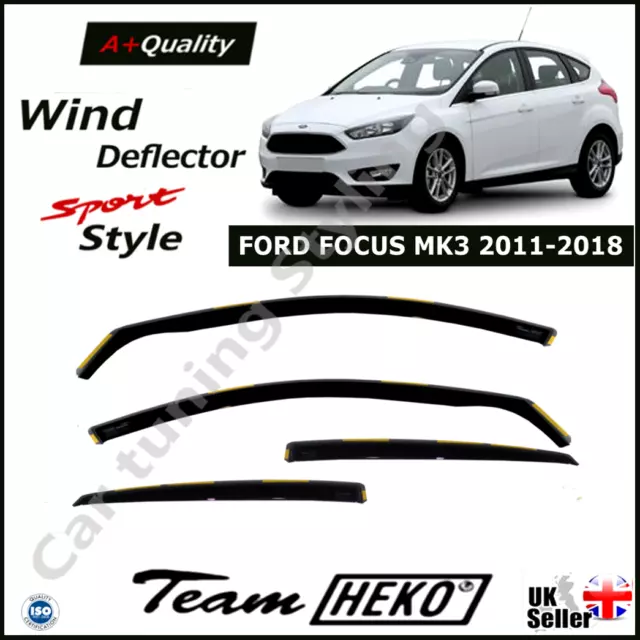 Ford Focus MK3 4/5-D Saloon Hatchback 2011-2018 4-pc Wind Deflectors HEKO Tinted