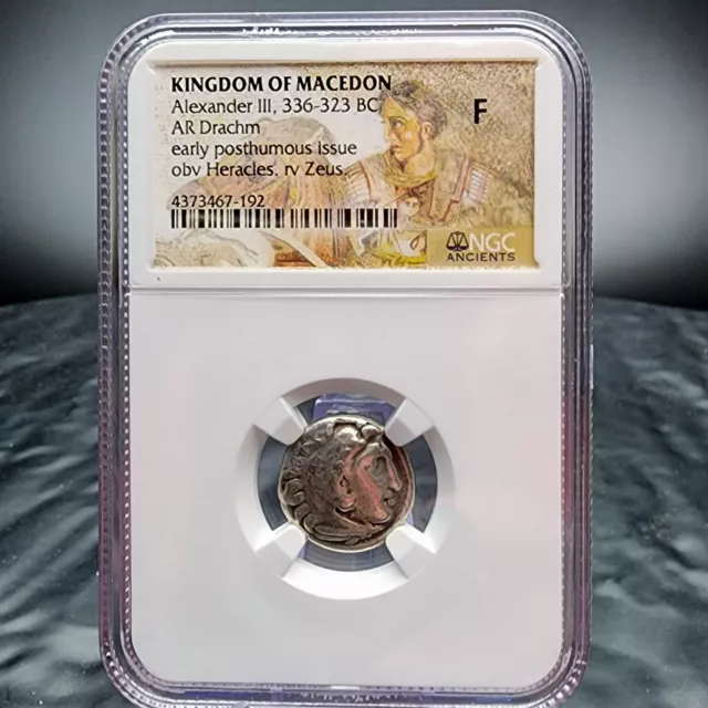 Alexander III Ancient Macedon Drachm 336-323 BC AR NGC F Coin Greek Silver 🪙✨