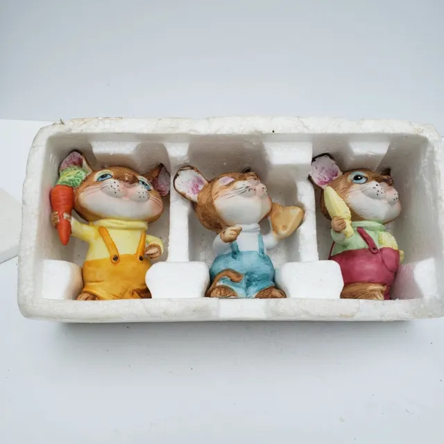Vtg Homco Harvest Country Mice Figurines #5601 Set Of 3 EUC