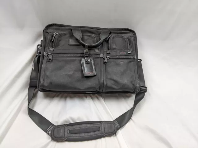 TUMI Alpha Black Expandable Messenger Laptop Briefcase Bag Vintage