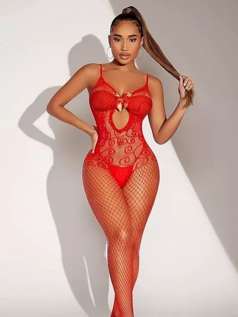 Women Lingerie Fishnet Crotchless Body Stocking Bodysuit Sexy Babydoll Underwear