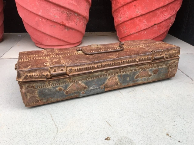 Antique Iron Hand Forged Brass Work Indian Blacksmith Used Household Tool Box