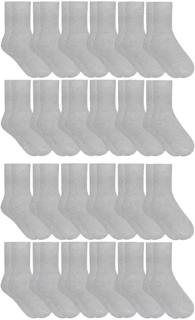24 PK Yacht & Smith Kids Premium Cotton Crew Socks Gray Size 6-8 -Boys Crew Sock