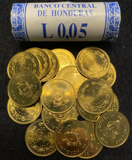 Honduras 5 Centavos KM72.4 1998 40 Coins Roll UNC World Coins