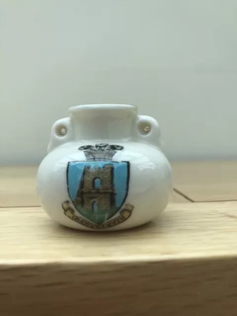 W H Goss Crested China Lewes Roman Vase - Aberystwyth Crest