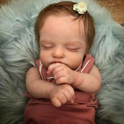 19" Vinyl Reborn Dolls Girl Baby Lifelike Newborn Sleeping Doll Kids Xmas Gifts
