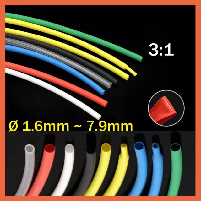 Heat Shrink Tube 3:1 Adhesive Glue Lined Heatshrink Sleeve Electrical Sleeving