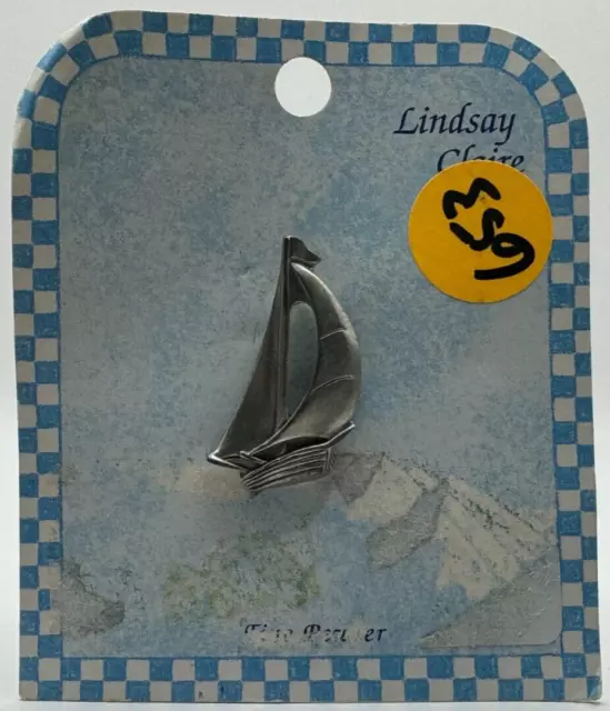 Sail Boat, Pewter Pin / Brooch - Fine Pewter - Lindsay Claire Designs - As New