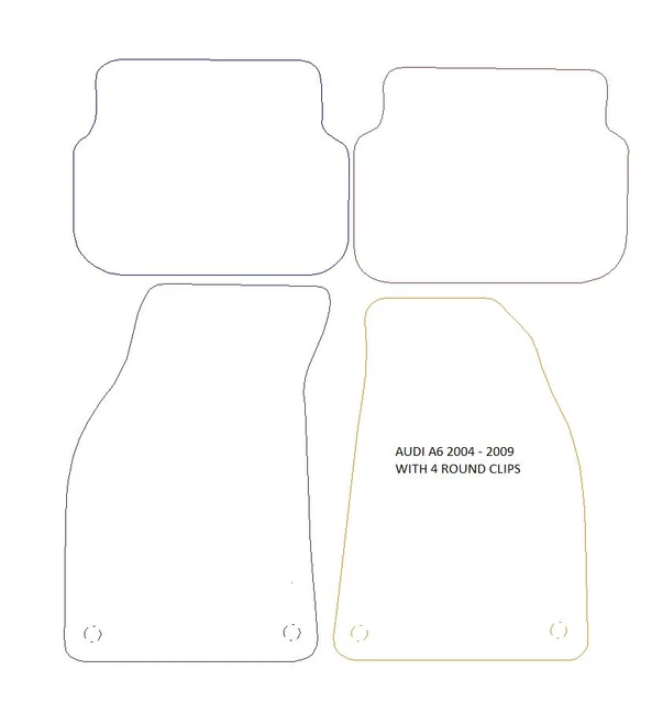CAR MATS FOR AUDI A6 0409 MID GREY CARPET SET OF 4 WITH 4 CLIPS (NOT