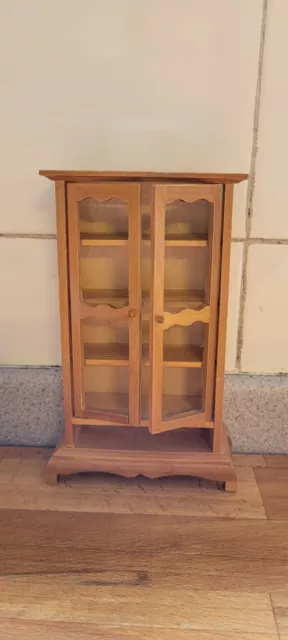 Dolls House bookcase/ cabinet cupboard. Wooden miniature furniture