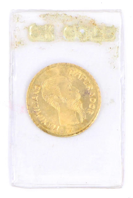 1865 Mexico Miniature 8K Maximiliano .4 Gram Gold Coin 1865 Mexico Miniature 8K Maximiliano .4 Gram Gold Coin