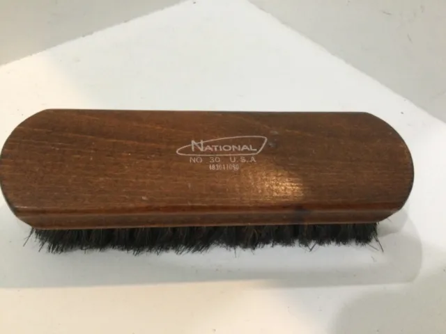 Vintage Wood and Natural Bristle Shoe Polisher Buffer Brush National No. 30 F9