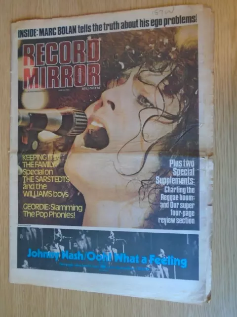 RECORD MIRROR magazine June 30th 1973 Marc Bolan Geordie Bob Marley