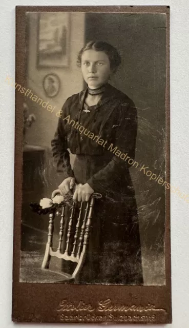 orig. CDV photo photographs woman lady fashion around 1910 Saarbrücken atelier Germania