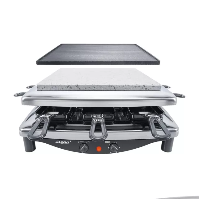 Steba RC 3 plus Chrom Raclettegrill wendbare Grillplatte Raclette 8 Personen