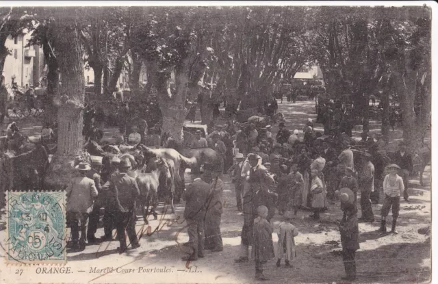 CPA ORANGE VAUCLUSE 84 marché cours Pourtoules très animée 1906